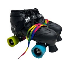 Epic Super Nitro Rainbow Quad Roller Speed Skates SZ 7 Rainbow - Bundle