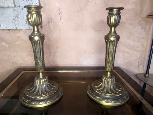 Paire bougeoirs flambeaux - paire,