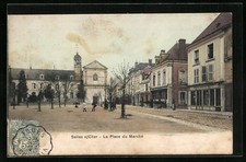 Old postcard Selles-sur-Cher, La Place du Marché 1907 