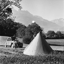 SWITZERLAND c. 1958 - Child tent canvas Citroen 2 hp eagle - negative 6 x 6 - Sui 6