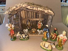 Vintage Nativity Set 11 Figures Creche Manger Christmas Hand Painted Decor