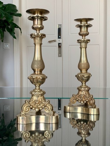 Bougeoirs bronze paire - bronze,