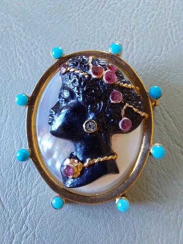Broche camée profil femme - camée,