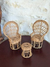 ancien Salon De Poupée En Rotin