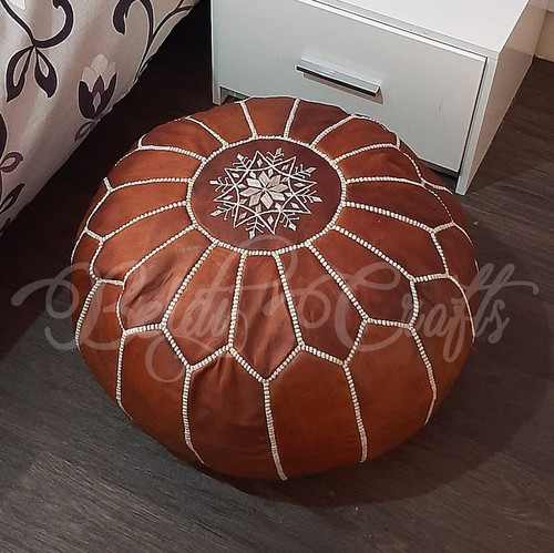 Pouf cuir véritable - cuir,