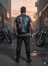 Gilet Motard Cuir Véritable