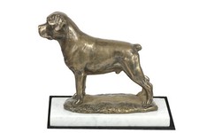 Rottweiler Statuette Sur Clair Pierre Art-Dog