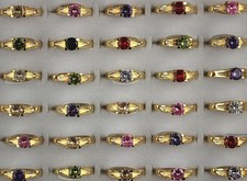 50pcs De gros Lots Ronde Zirconia cubique Anneau Dame Bijoux Plaqué Or Bagues