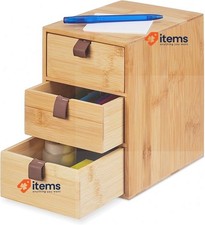 Relaxdays Bureau Organisateur, 3 Tiroirs, Bambou Naturel, Haut-Larg-Prof: