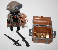 PLAYMOBIL 4767 SPECIAL PIRATE VESTE GRISE AVEC COFFRE TRESOR SINGE COMPLET
