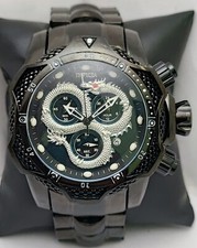 Luxury INVICTA Men Chronograph Black Dial Stainless Steel Band Quartz Wristwatch