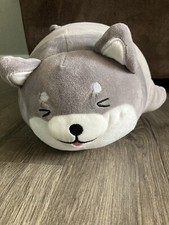 Cute Dog Plush Gray Stuffed Animal Adorable Squishy Soft 15” Shiba Inu