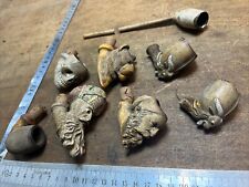 Antique Carved Amber Sea Foam Pipe Lot Of Eight Smoking Object / (No.2)