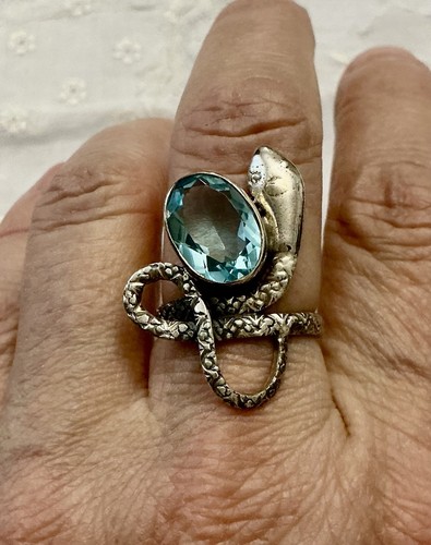 Serpent topaze bleue - topaze, argent