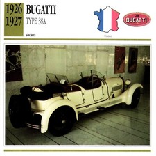 Bugatti Type 38A, 1926-1927. Classic Cars Collectors Club card
