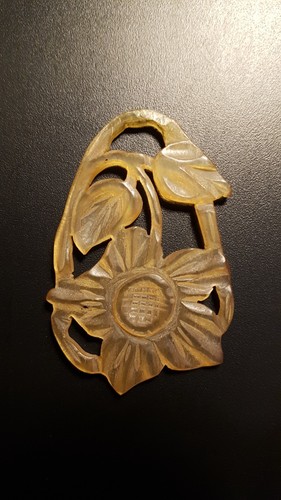 Pendentif floral corne art - pendentif,