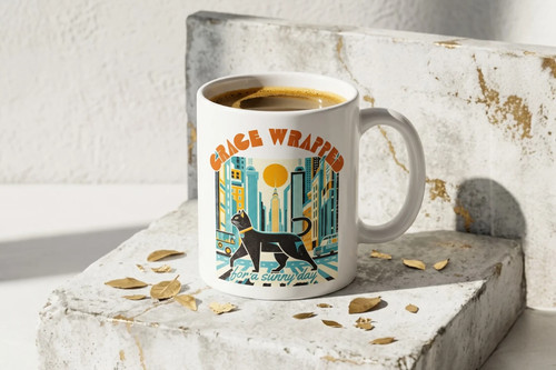 Tasse café chat - café, noir