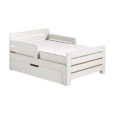 THEMIS - Lit Evolutif Blanc + Tiroir + Matelas Réglable 90x140/200cm