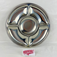 ➜GRAND PLAT/PLATEAU JEAN COUZON orfèvre de service apéritif rond en inox vintage