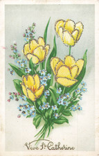 CP ILLUSTREE PAILLETTES VIVE STE CATHERINE FLEURS - 41286