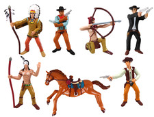7 Figurines Cowboys Indiens