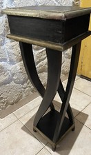 Table D’appoint 1960 Design Contemporain Bois Dense Noirci Couvert De Laiton