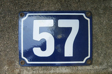 Antique Enamel Cast Iron Street Number Plaque No. 57