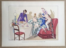 Bettina Smith Antique Art Deco Stencil Engraving Erotic Dinner Nude Women 