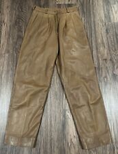 Vintage Pelle Cuir Leather Pants Color Brown Pleated Size 8
