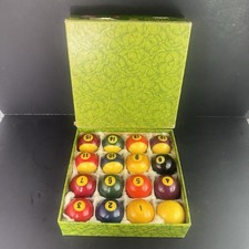 Vintage Pool Balls Set Hyatt Vitalite Albany Green Box Complete 16 Billiards
