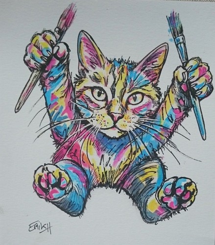 Chat artiste cat painter - cat,