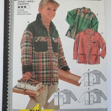 90s Burda Pattern 3175 Boys Jacket Collar Zip Up Barn Chore 6 8 10 12 14 16