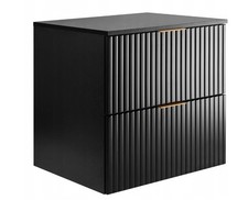 Meuble sous-lavabo suspendu FLOW 60 cm façade rainurée noir avec plateau