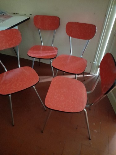Chaises vintage formica rouge - formica,