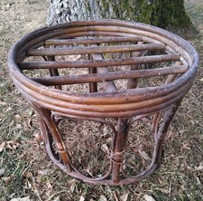 Tabouret / Pouf En Rotin  Vintage ( Réf : Hang )