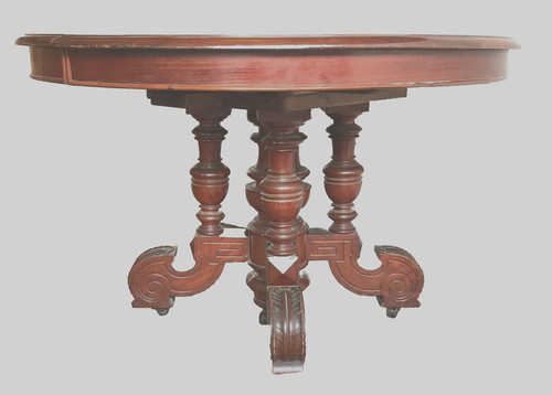 Table pied central sculptée - pied,
