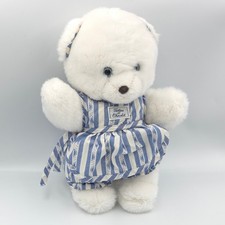 Doudou Ours blanc rayé bleu