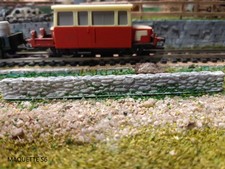 ho lot 4 murs pierres rondes blancs jardin parc 1/87 déco maquette clôture béton