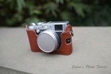 Genuine Real Leather Half Camera Case Bag Cover for FUJI X100S X100