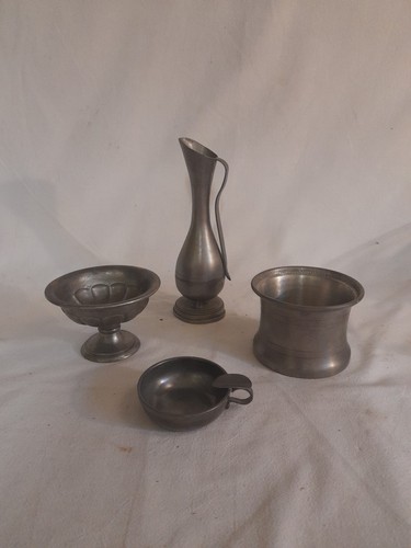 Lot objets etain - objets, coupelle