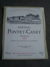 etiquette Chateau Pontet Canet 2002 SPECIMEN pauillac wine label wine label