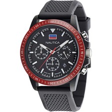Montre Homme NAUTICA ONE ECO NAPNOF3S8 Chrono Silicone Noir Rouge Sub 100mt