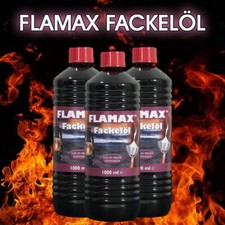 3 X 1L Flamax Huile à Torche Lampe à Briquet Extérieur Mèche