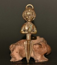 3.4" Old Tibet Copper Heshou Tibetan Buddha Phurba Dagger Holder Pendant Amulet