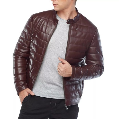 Blouson cuir marron pour - en,