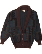 ANGELO LITRICO Mens Cardigan Sweater IT 44/46 Small Navy Blue Geometric BV13