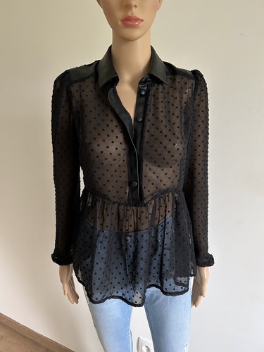 Blouse noire transparente - , à