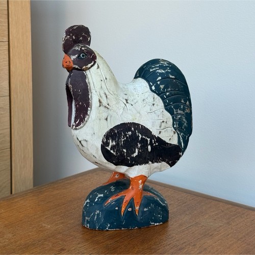 Statuette coq oiseau - , bois