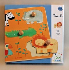 Jeu d'éveil Djeco - Puzzle en bois Gros Boutons - Les animaux de la jungle