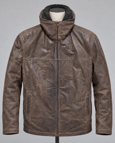 Veste cuir marron vintage - marron,